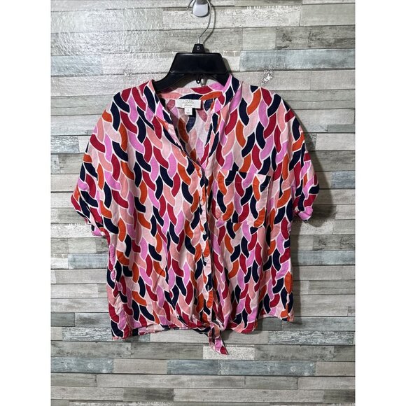 Women’s Linen Charter Club Blouse Multicolored Size Small - Picture 3 of 11